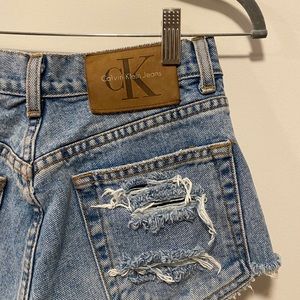 Calvin Klein distressed denim shorts